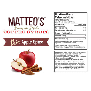 Sugar Free Coffee Syrup, Apple Spice (1 case/6 bottles)