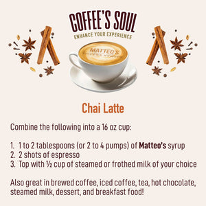 Sugar Free Coffee Syrup, Chai (1 case/6 bottles)