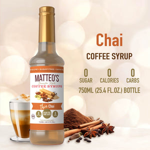 Sugar Free Coffee Syrup, Chai (1 case/6 bottles)