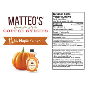 Sugar Free Coffee Syrup, Maple Pumpkin, (1 case/6 bottles)
