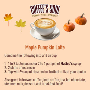 Sugar Free Coffee Syrup, Maple Pumpkin, (1 case/6 bottles)