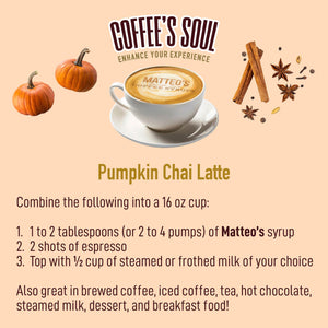 Sugar Free Coffee Syrup, Pumpkin Chai (1 case/6 bottles)