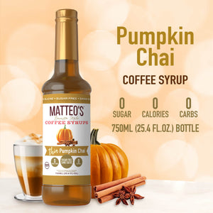 Sugar Free Coffee Syrup, Pumpkin Chai (1 case/6 bottles)