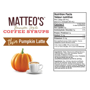 Sugar Free Coffee Syrup, Pumpkin Latte, (1 case/6 bottles)
