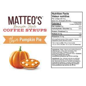 Sugar Free Coffee Syrup, Pumpkin Pie, (1 case/6 bottles)