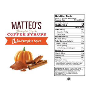 Matteo's Sugar Free Coffee Syrup, Pumpkin Spice (1 case/6 bottles)