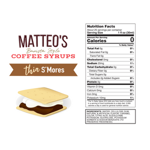 Matteo's Sugar Free Coffee Syrup, S'Mores (1 case/6 bottles)