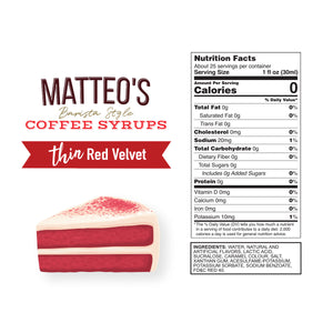 Matteo's Sugar Free Coffee Syrup, Red Velvet (1 case/6 bottles)