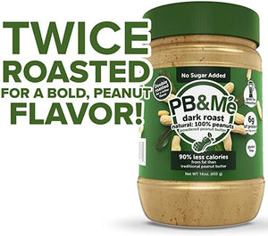 PB&Me - Powdered Peanut Butter (1 case/6 Jars) - Dark Roast - No Sugar Added (1LB)
