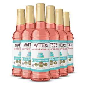 Matteo's Sugar Free Coffee Syrup, Birthday Cake, (1 case/6 bottles)