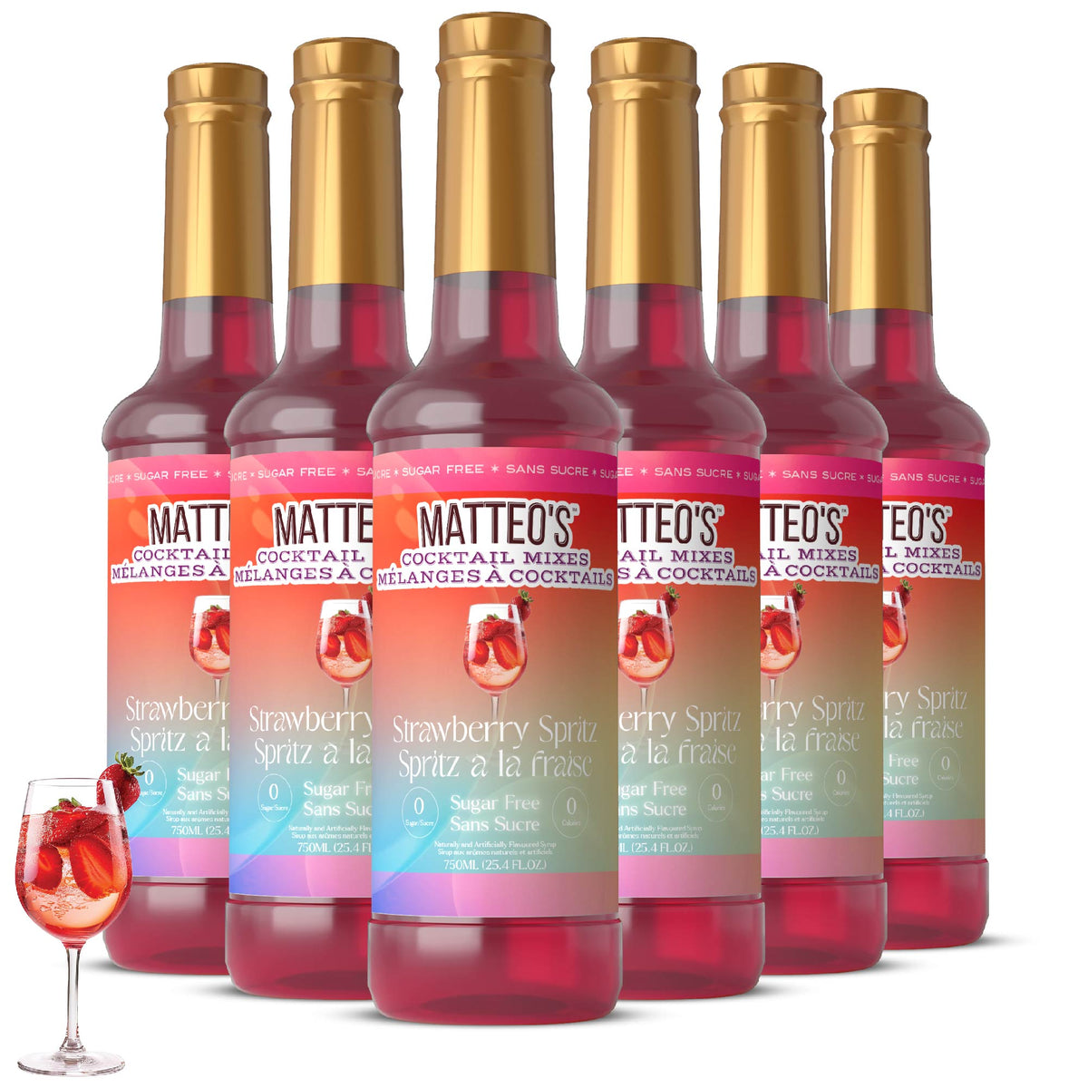 Sugar Free Cocktail Mixes - Strawberry Spritz (1 case/6 bottles)