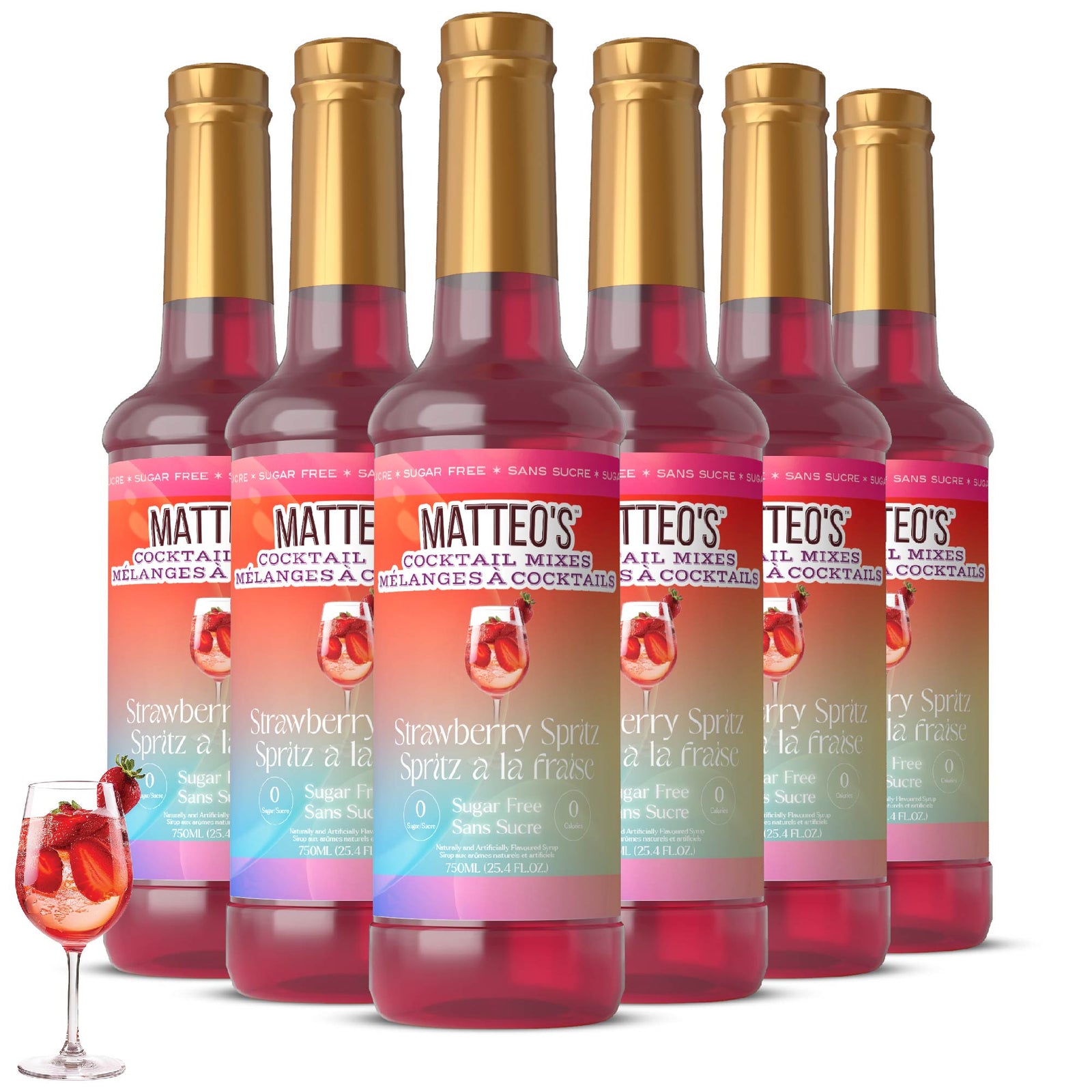 Sugar Free Cocktail Mixes - Strawberry Spritz (1 case/6 bottles)