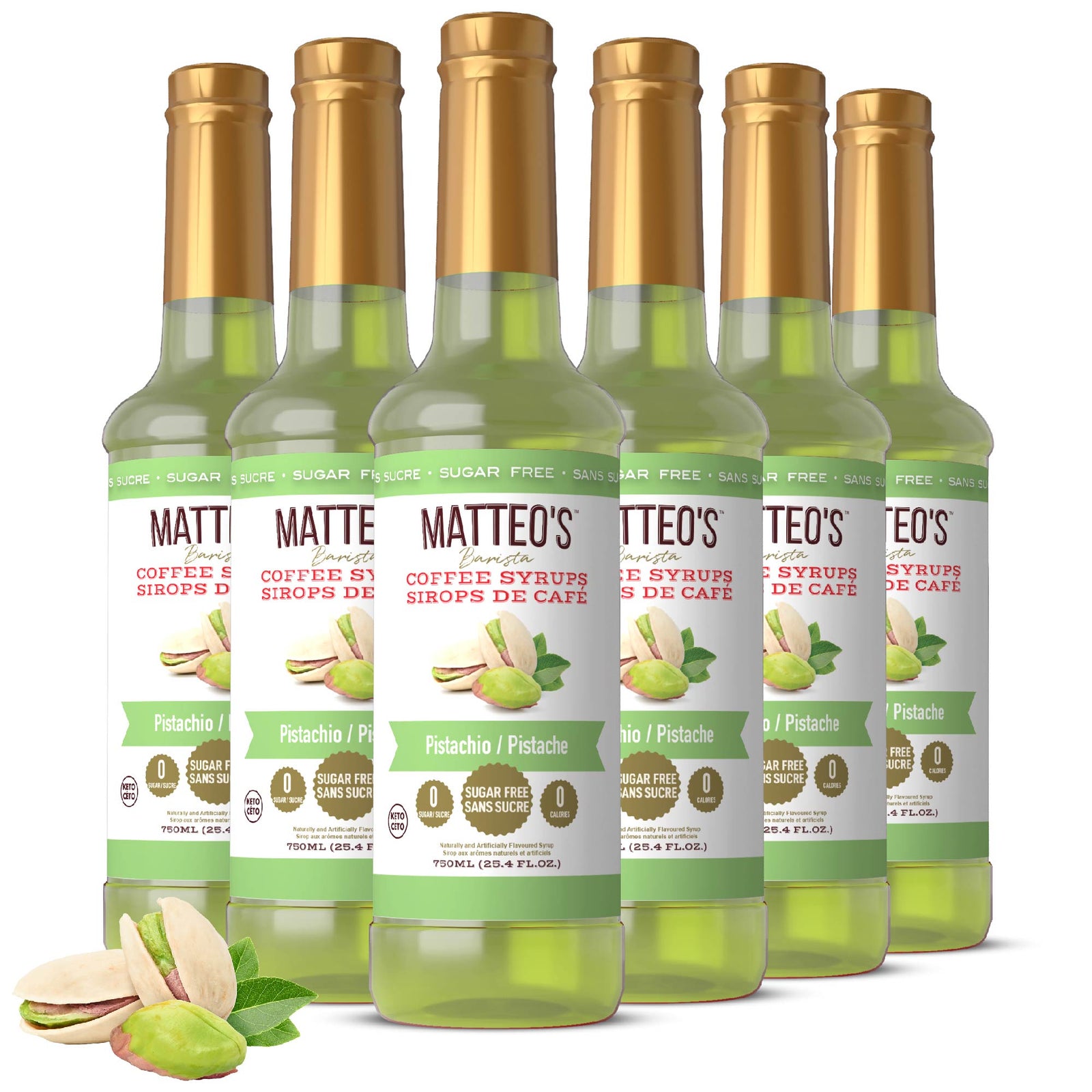 Sugar Free Coffee Syrup - Pistachio (1 case/6 bottles)