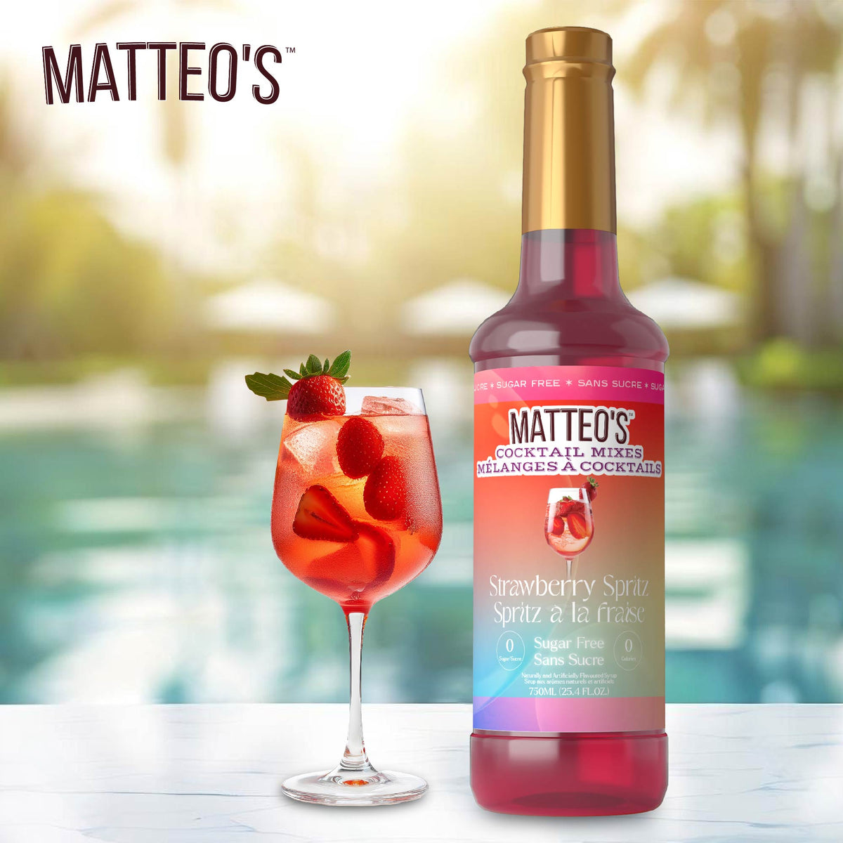 Sugar Free Cocktail Mixes - Strawberry Spritz (1 case/6 bottles)