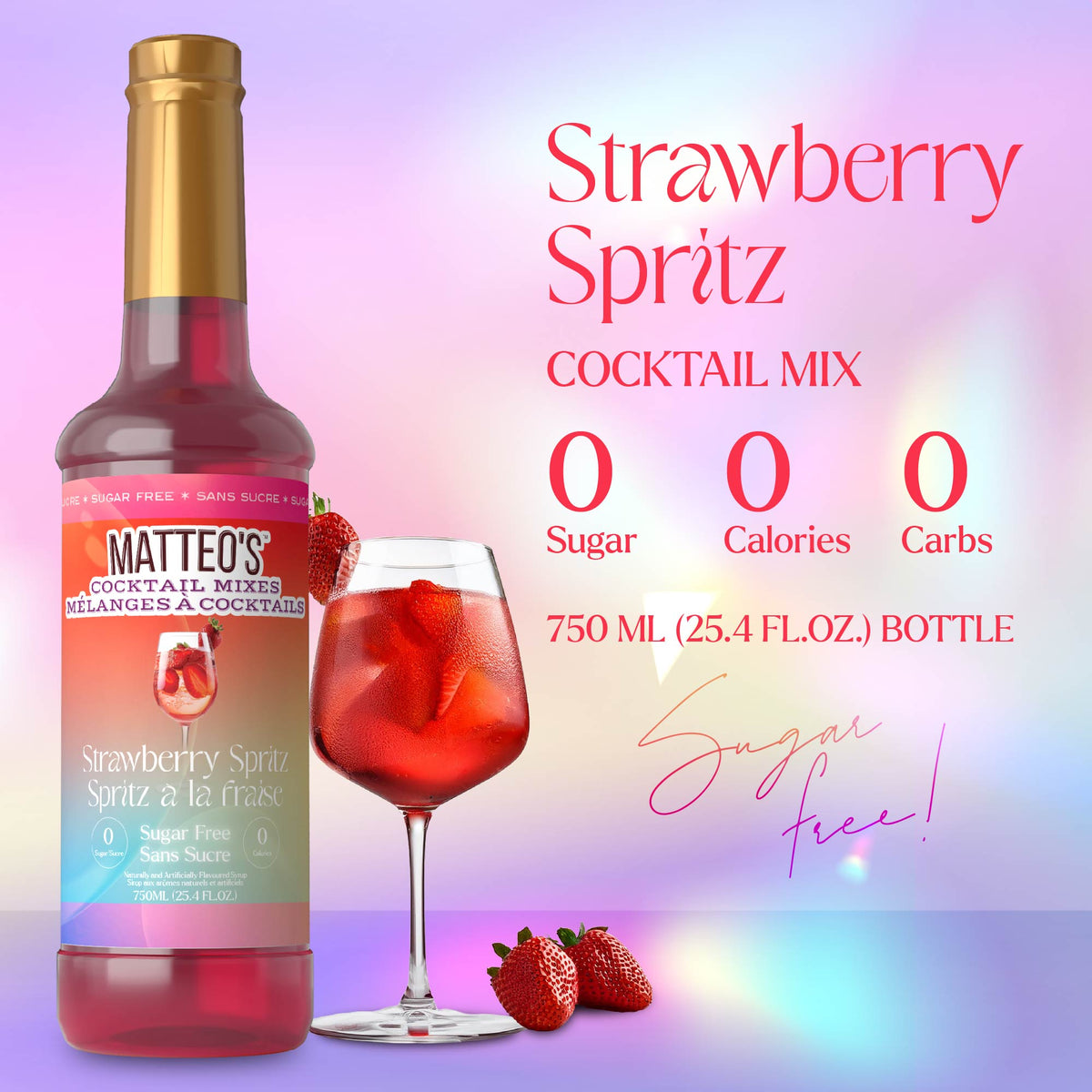 Sugar Free Cocktail Mixes - Strawberry Spritz (1 case/6 bottles)