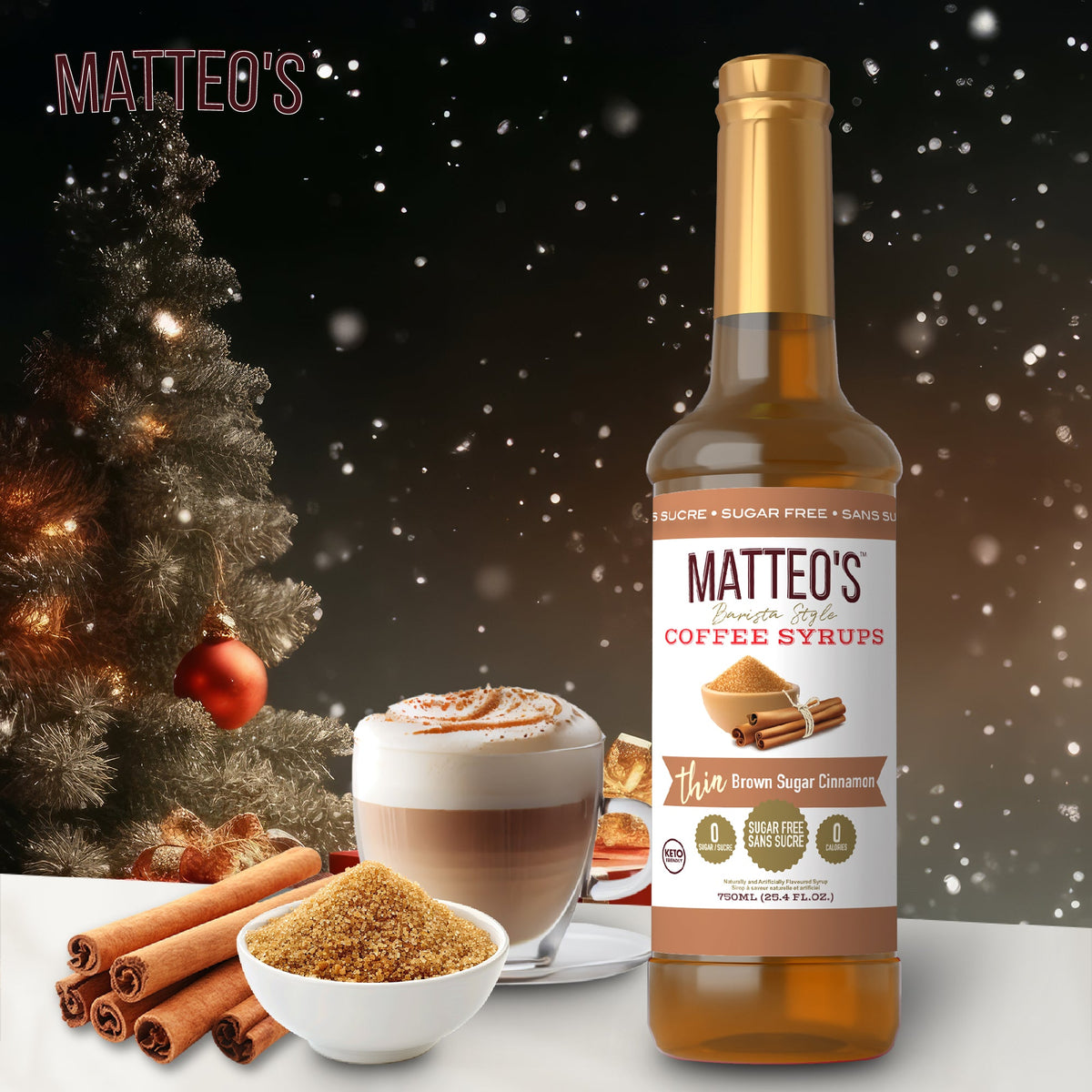 Sugar Free Coffee Syrup, Brown Sugar Cinnamon (1 case/6 bottles)