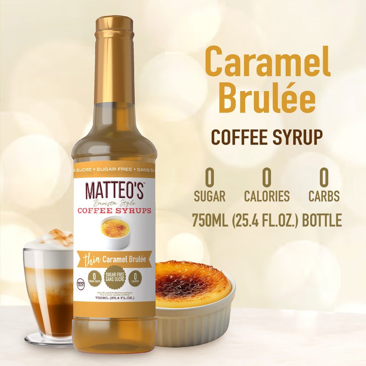 Sugar Free Coffee Syrup, Caramel Brulee (1 case/6 bottles)