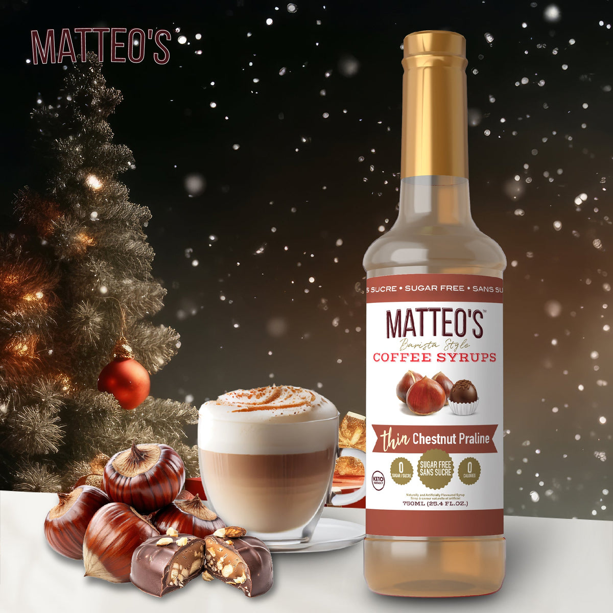 Sugar Free Coffee Syrup, Chestnut Praline (1 case/6 bottles)