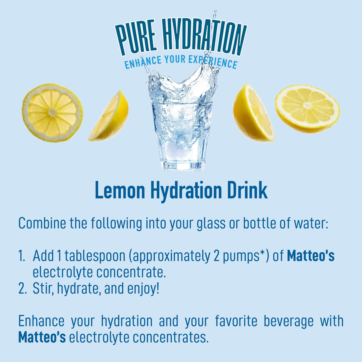 Matteo's Sugar-Free Hydration Concentrate - Lemon  (1 case/6 bottles)