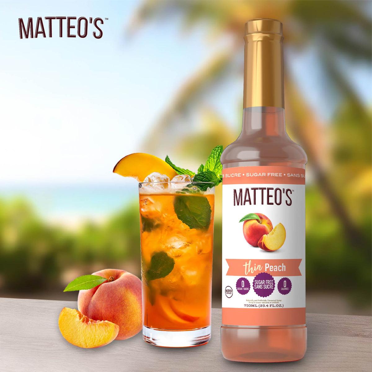 Sugar Free Mix - Peach (1 case/6 bottles)