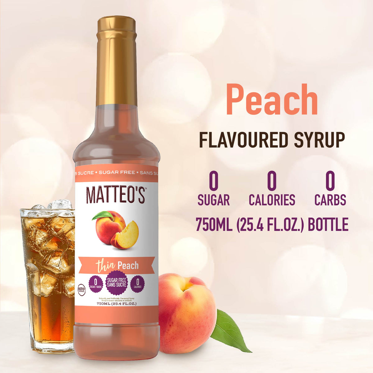 Sugar Free Mix - Peach (1 case/6 bottles)