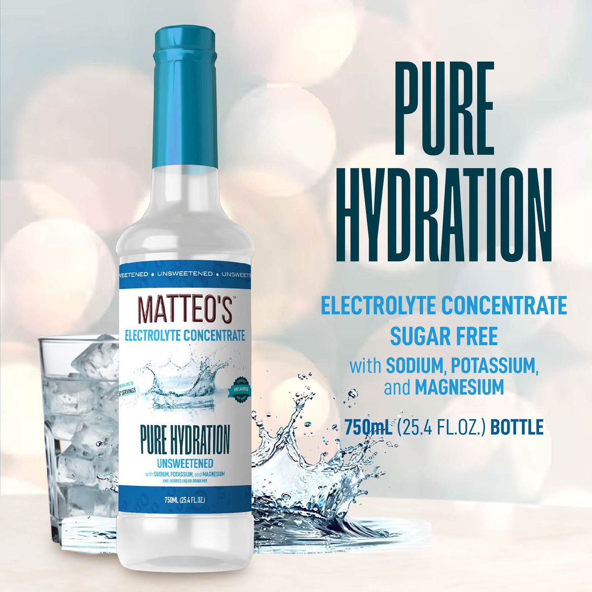 Matteo's Sugar-Free Hydration Concentrate - Pure  (1 case/6 bottles)