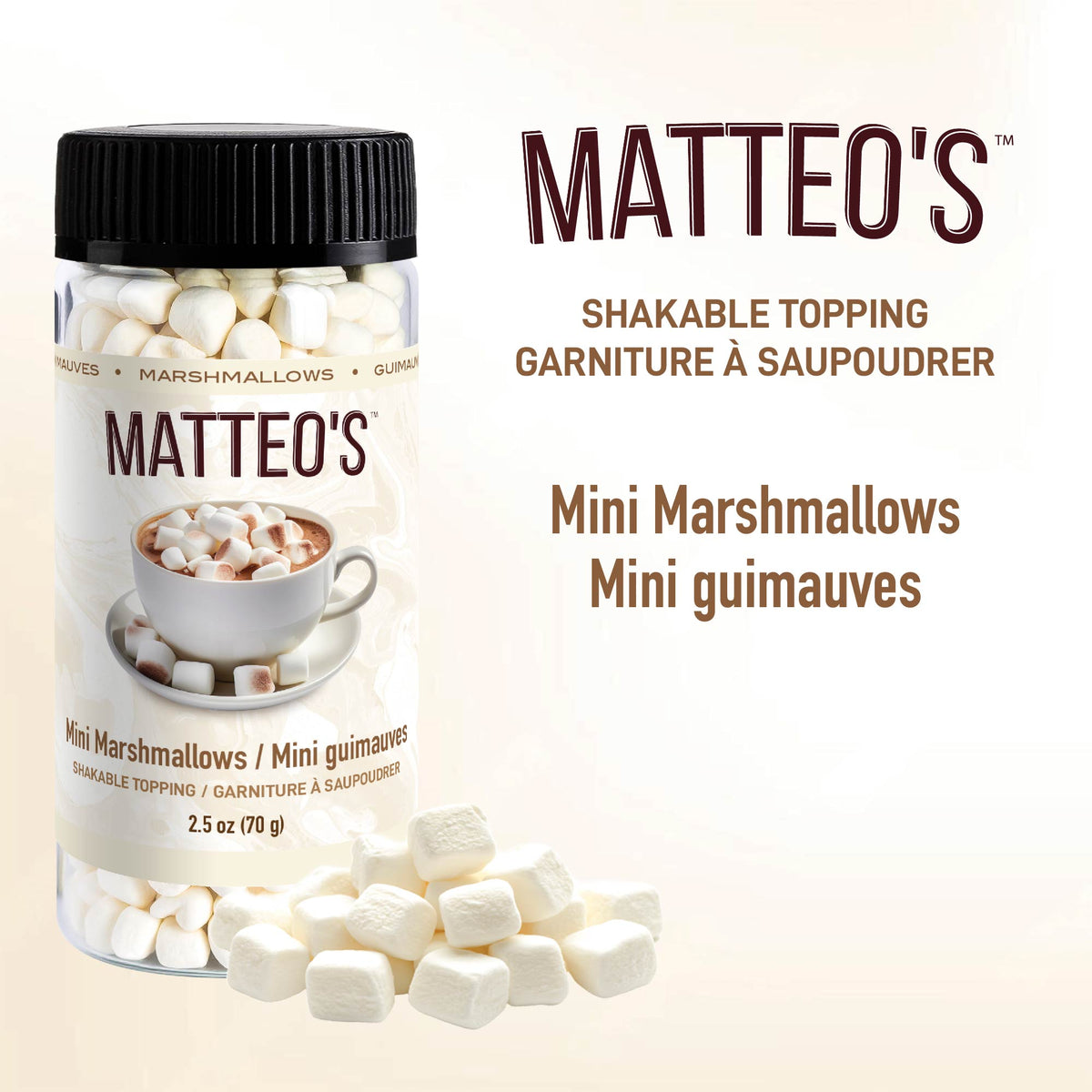 Matteo's Mini Marshmallow Toppers 2.5 oz (70 g) (1 Case/ 6 Shakers)
