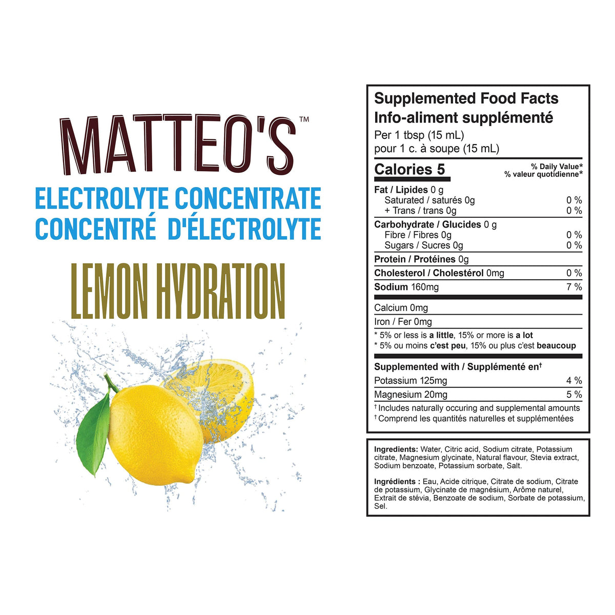 Matteo's Sugar-Free Hydration Concentrate - Lemon  (1 case/6 bottles)