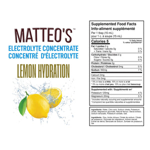 Matteo's Sugar-Free Hydration Concentrate - Lemon  (1 case/6 bottles)