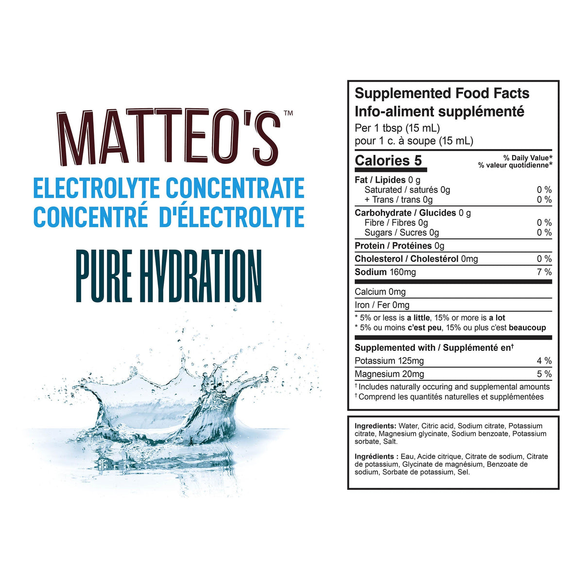 Matteo's Sugar-Free Hydration Concentrate - Pure  (1 case/6 bottles)