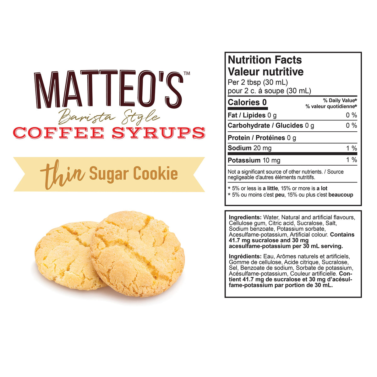 Sugar Free Coffee Syrup, Sugar Cookie (1 case/6 bottles)
