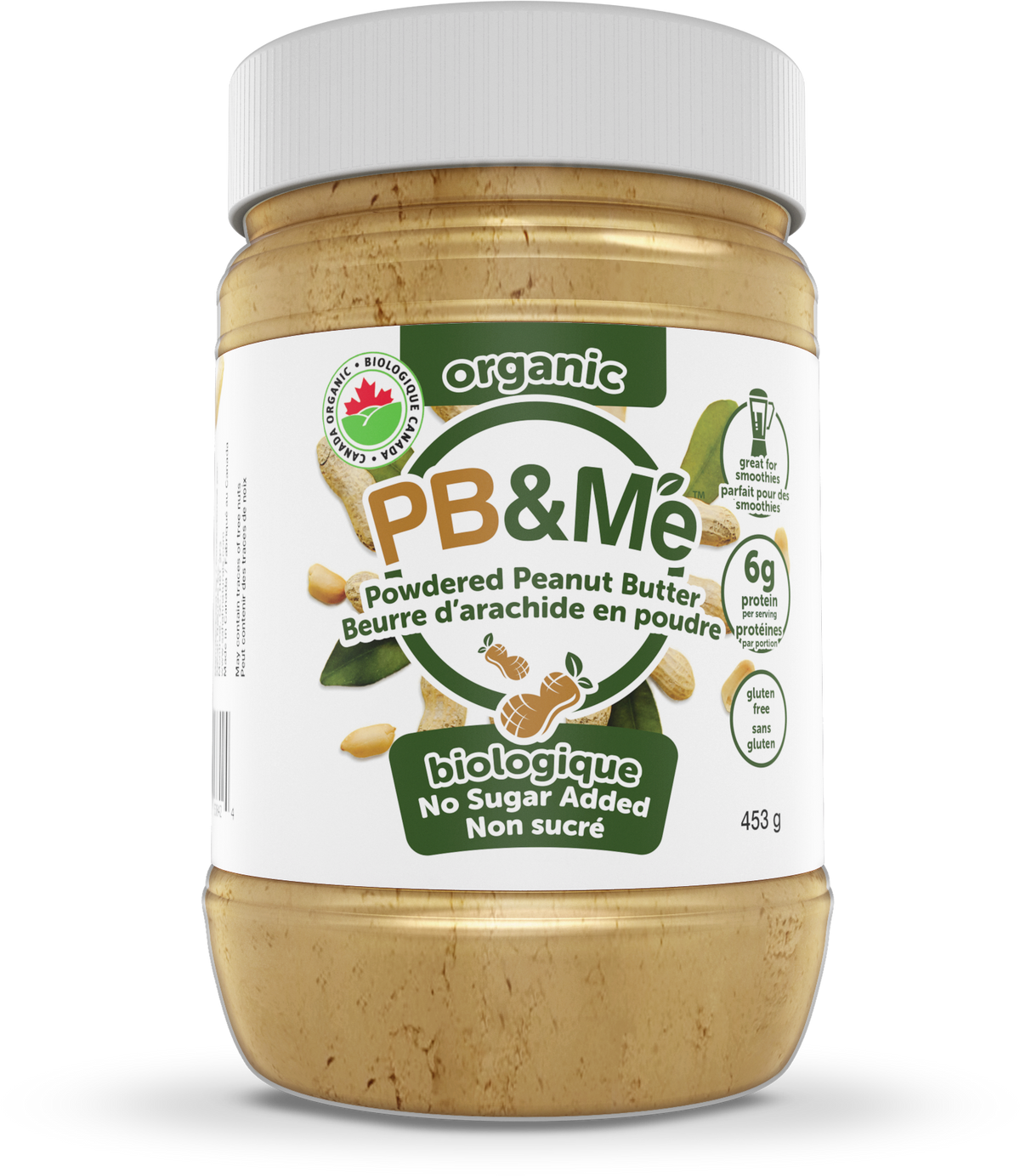 Organic Powdered Peanut Butter (1 case/6 Jars) - No Sugar Added (1LB)