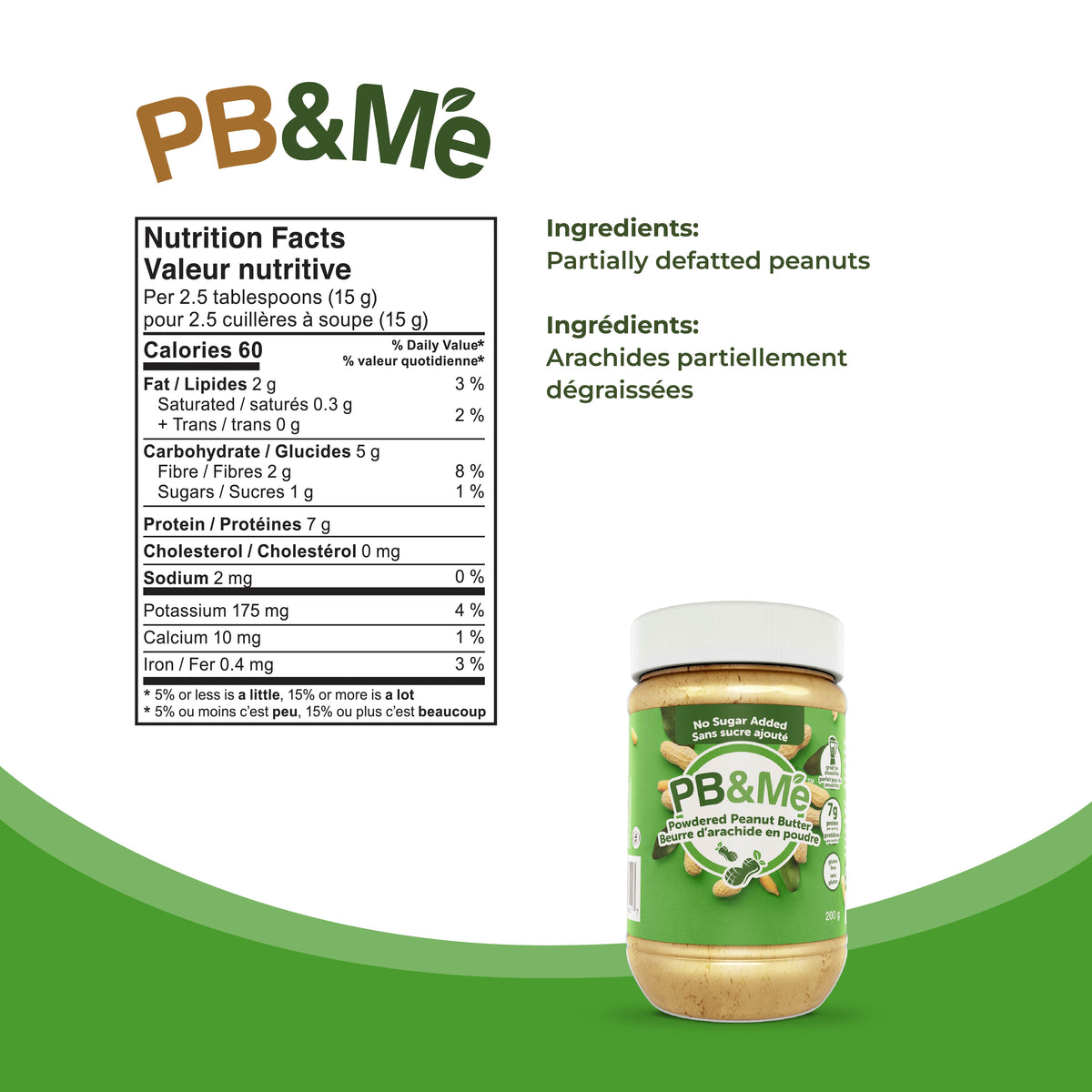 PB&Me - Powdered Peanut Butter (1 case/6 Jars) - No Sugar Added (200g)