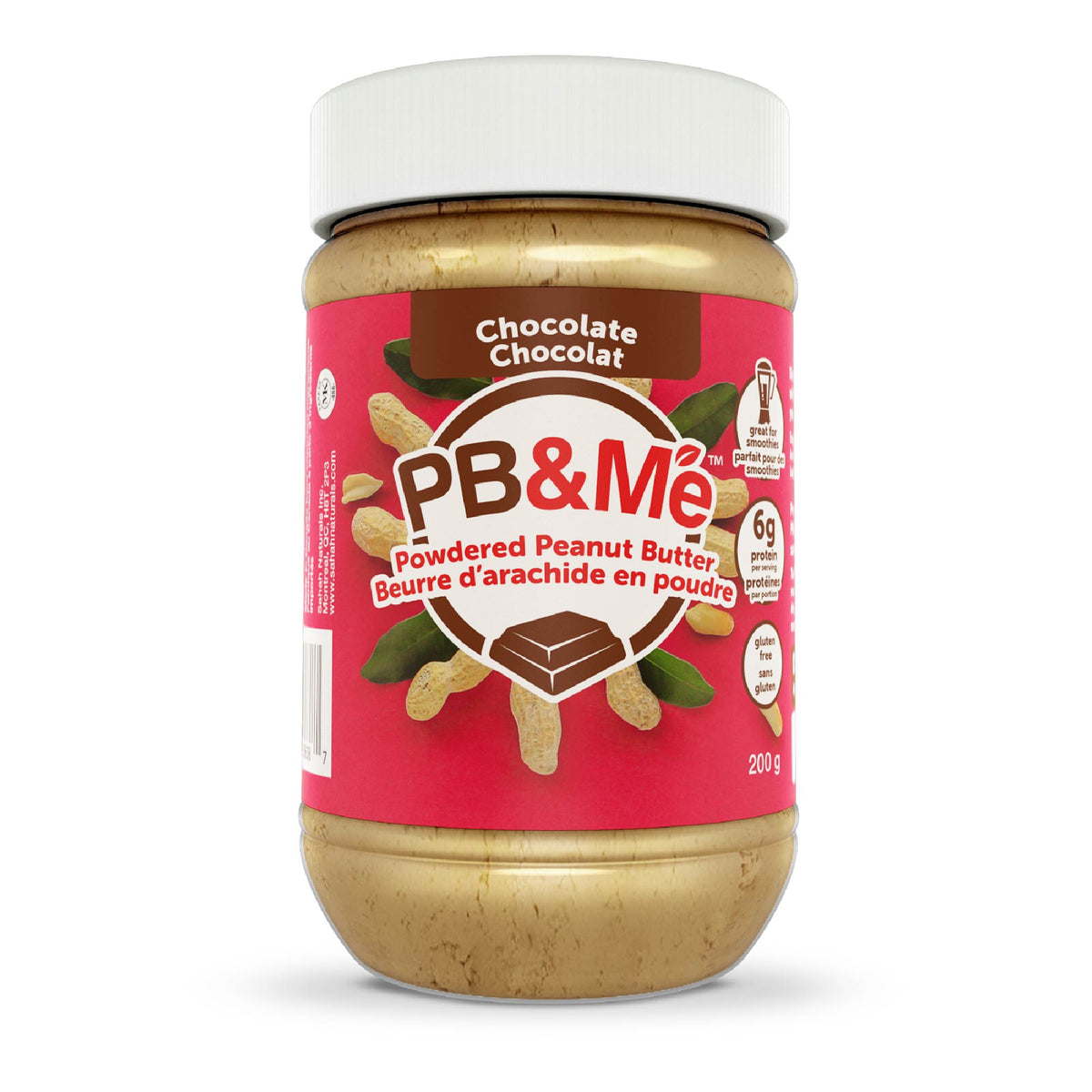 PB&Me - Powdered Peanut Butter (1 case/6 Jars) - Chocolate Hazelnut (200g)