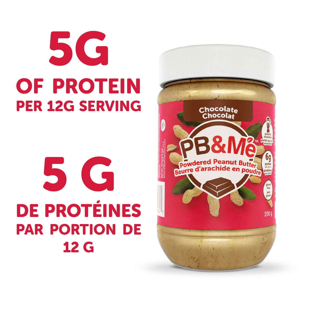 PB&Me - Powdered Peanut Butter (1 case/6 Jars) - Chocolate Hazelnut (200g)