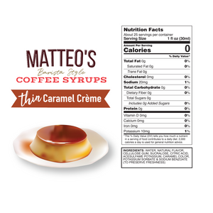 Matteo's Sugar Free Coffee Syrup, Caramel Creme (1 case/6 bottles)