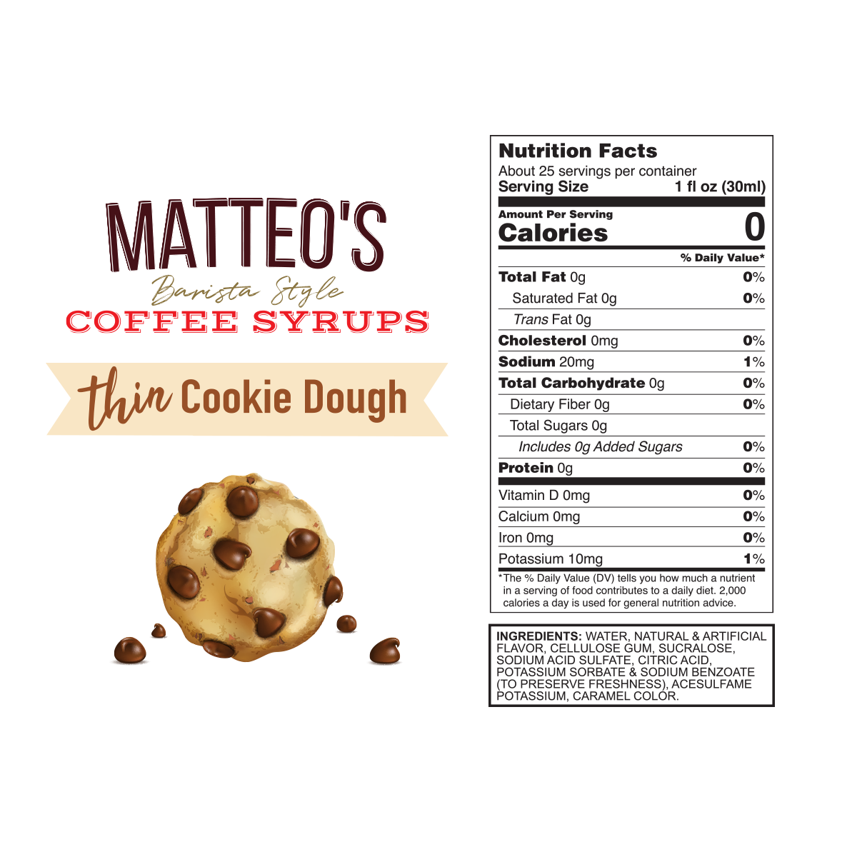 Matteo's Sugar Free Coffee Syrup, Cookie Dough (1 case/6 bottles)