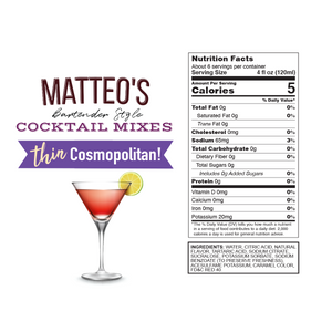 Mélanges à cocktails sans sucre Matteo's - Cosmopolitan (1 caisse/6 bouteilles)