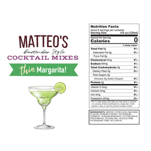 Mélanges à cocktails sans sucre Matteo's - Margarita (1 caisse/6 bouteilles)