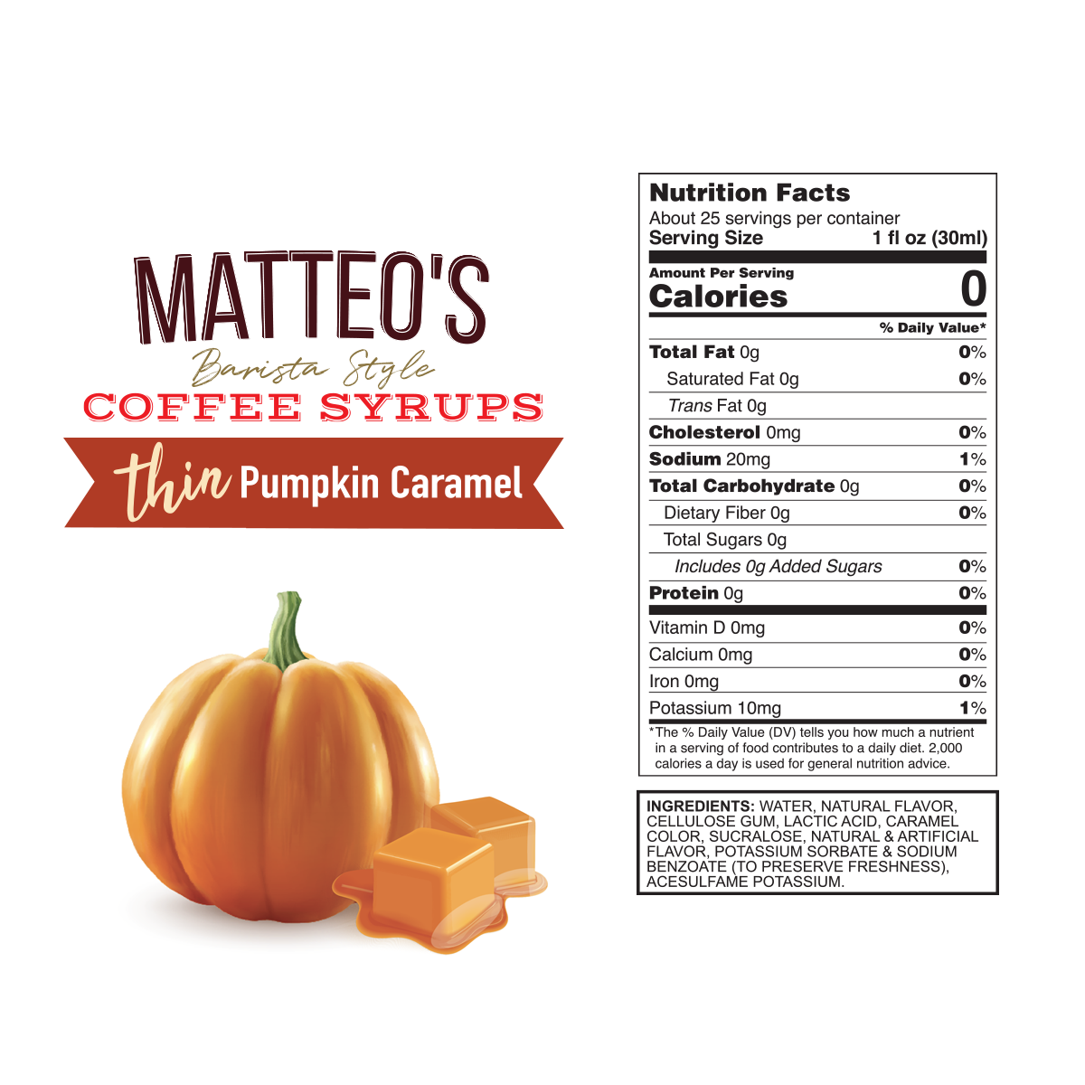 Matteo's Sugar Free Coffee Syrup, Maple Pumpkin (1 case/6 bottles)