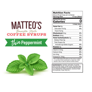 Matteo's Sugar Free Coffee Syrup, Peppermint (1 case/6 bottles)