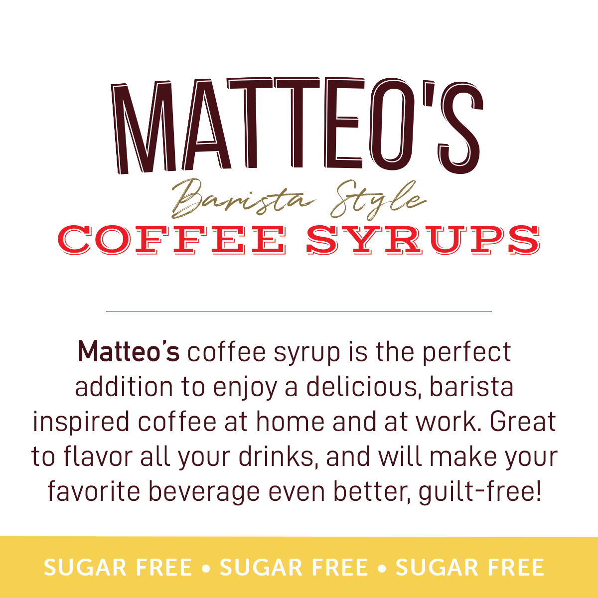 Matteo's Sugar Free Coffee Syrup, Caramel (1 case/6 bottles)