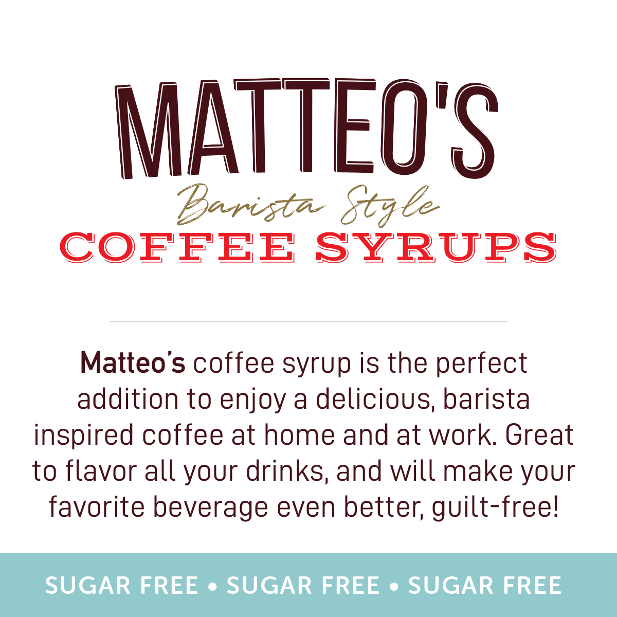Matteo's Sugar Free Coffee Syrup, Cupcake (1 case/6 bottles)