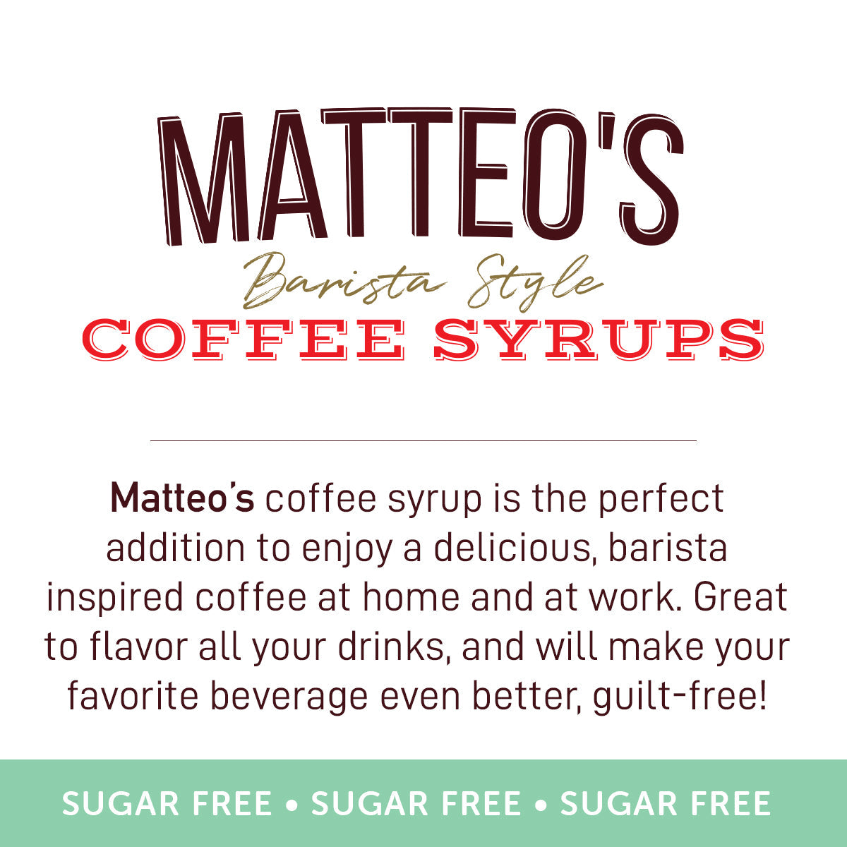 Matteo's Sugar Free Coffee Syrup, Irish Cream (1 case/6 bottles)
