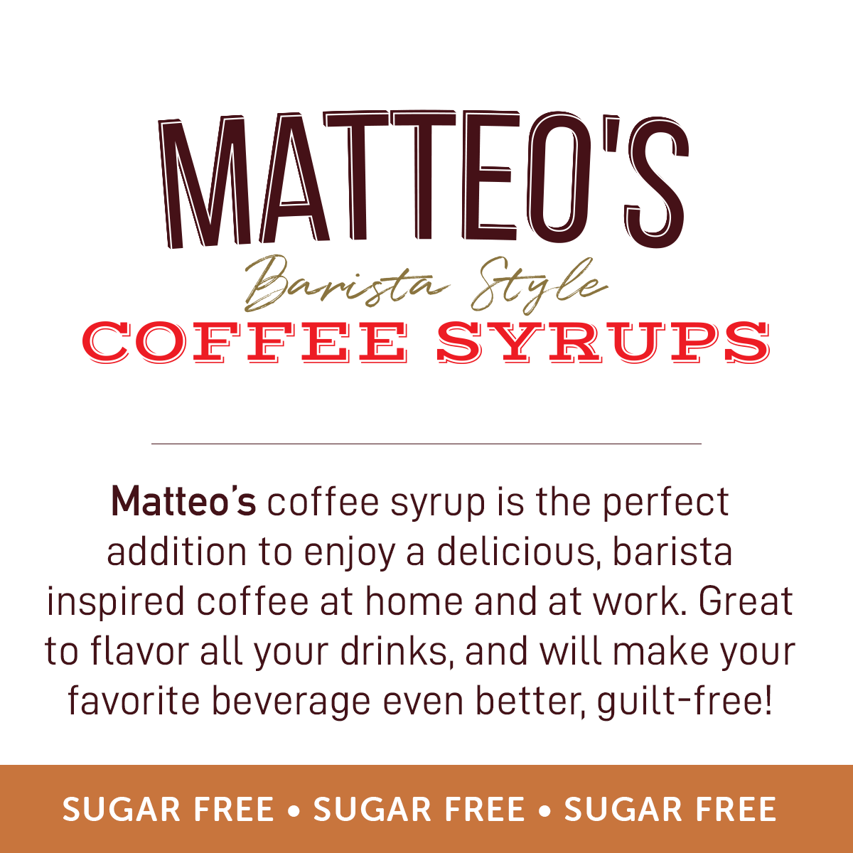 Matteo's Sugar Free Coffee Syrup, Maple Bourbon (1 case/6 bottles)