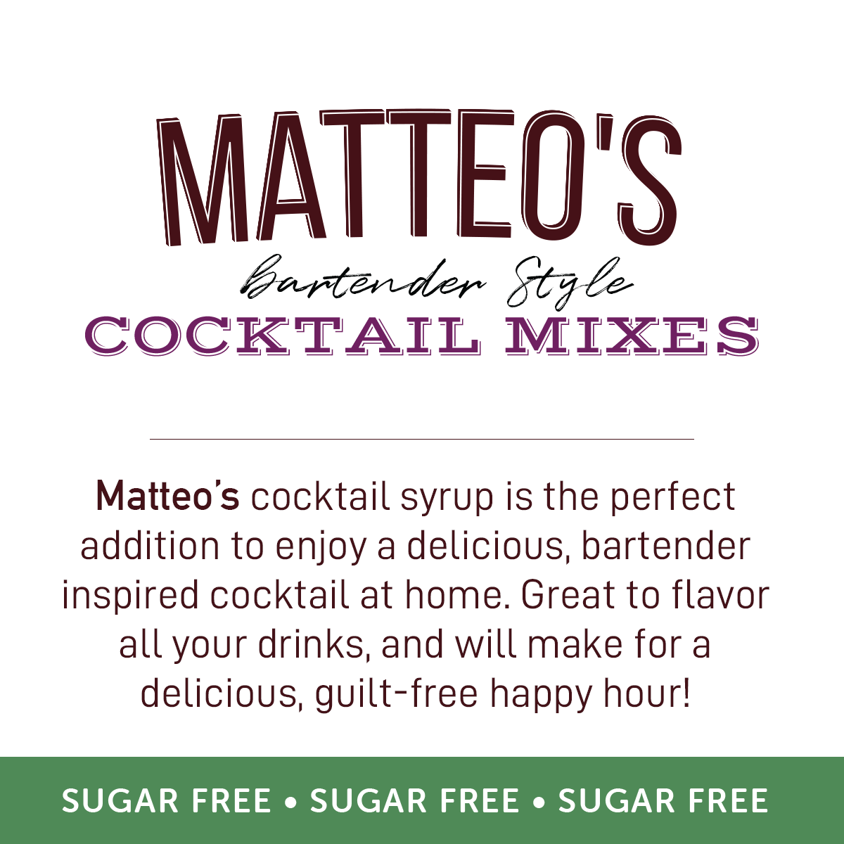 Matteo's Sugar Free Cocktail Mixes - Margarita (1 case/6 bottles)