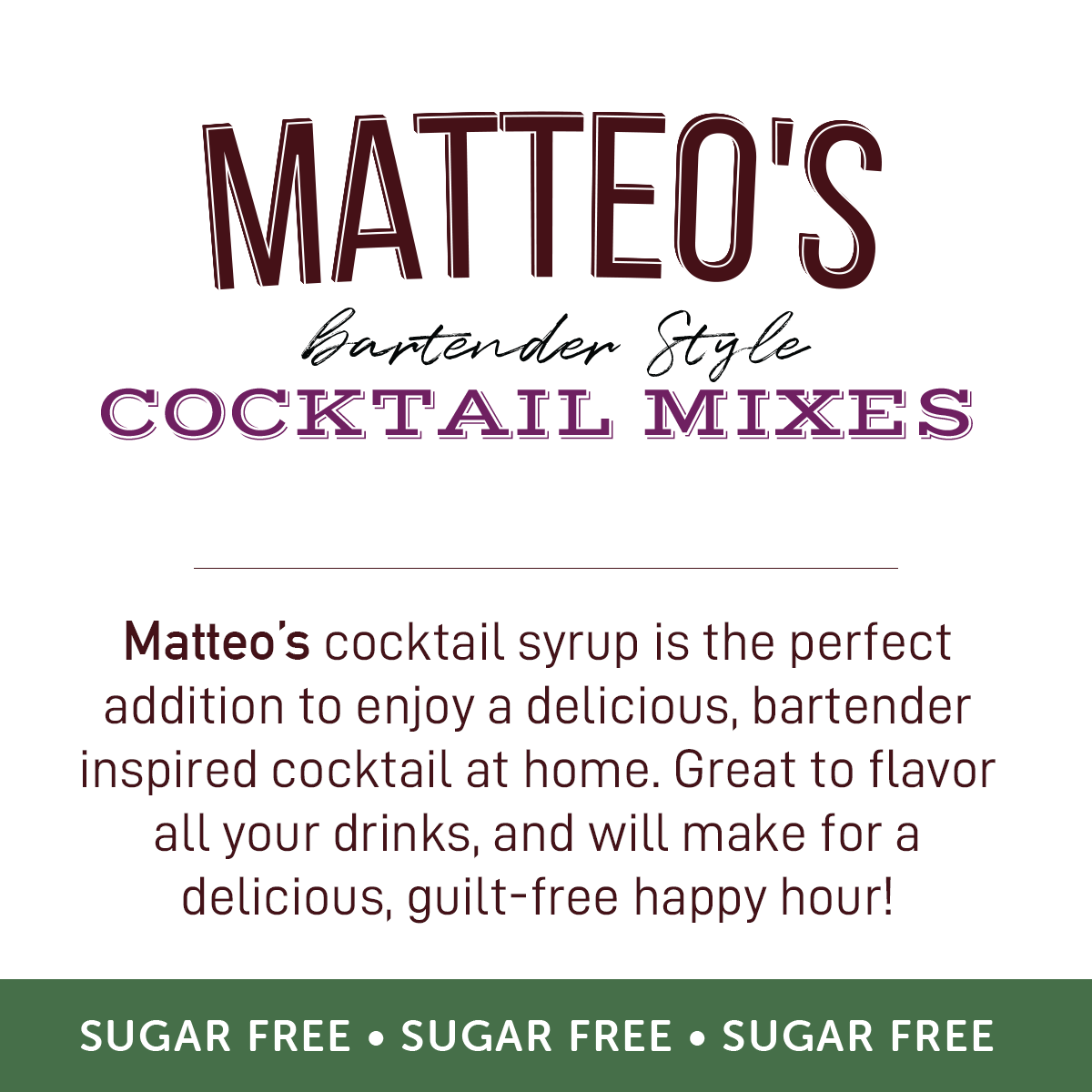 Matteo's Sugar Free Cocktail Mixes - Mojito (1 case/6 bottles)