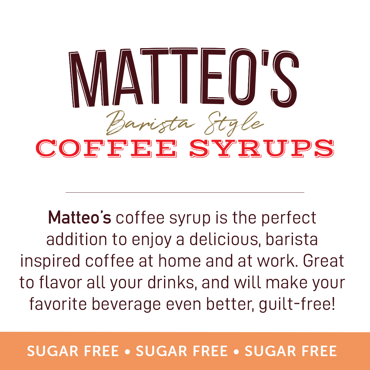 Matteo's Sugar Free Coffee Syrup, Salted Caramel (1 case/6 bottles)