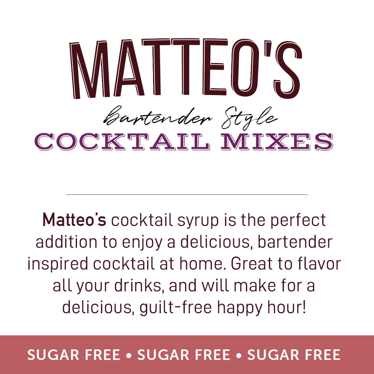 Matteo's Sugar Free Cocktail Mixes - Strawberry Daiquiri (1 case/6 bottles)