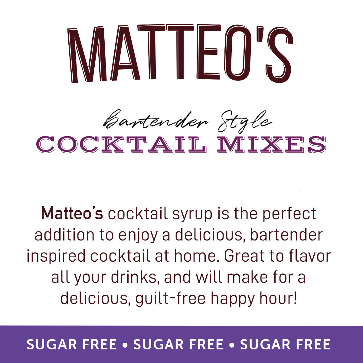 Matteo's Sugar Free Cocktail Mixes - Lavender (1 case/6 bottles)